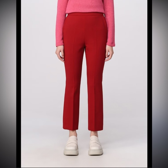 Max Mara wool blend pants red cropped $400 designer classic spring casual boho - Picture 1 of 8
